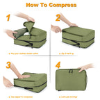 8 Set Compression Packing Cubes, Travel Suitcase Organizers