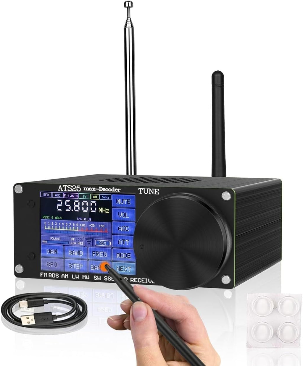 ATS-25MAX Decoder Si4732 SDR Radio Receiver,Portable 4.17 Version All Band Shortwave Radio,Adds CW RTty Decoding