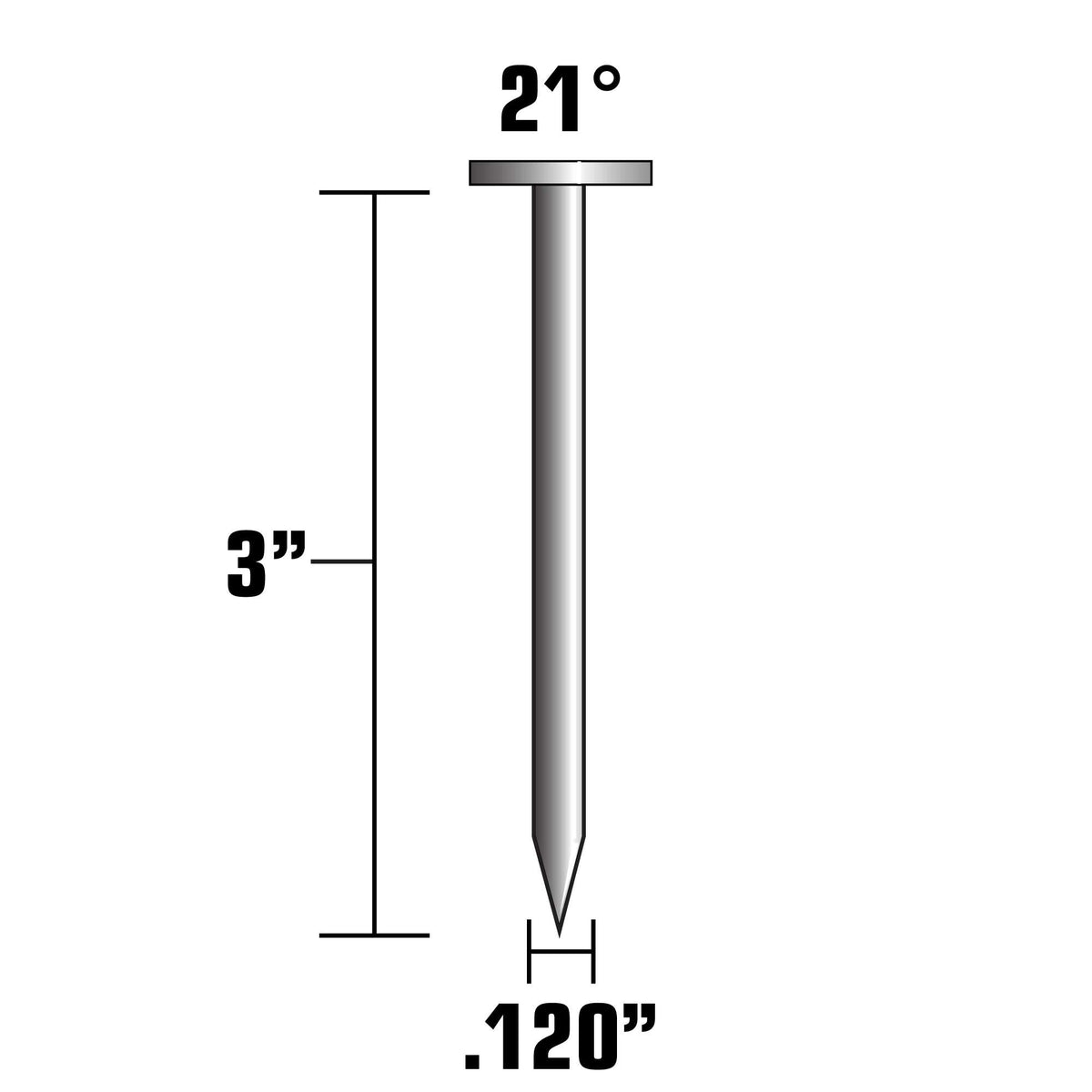 Framing Nails | 3-in x .120 | 21 Degree | Bright | Smooth | 1,000 Count | 20105SHPT