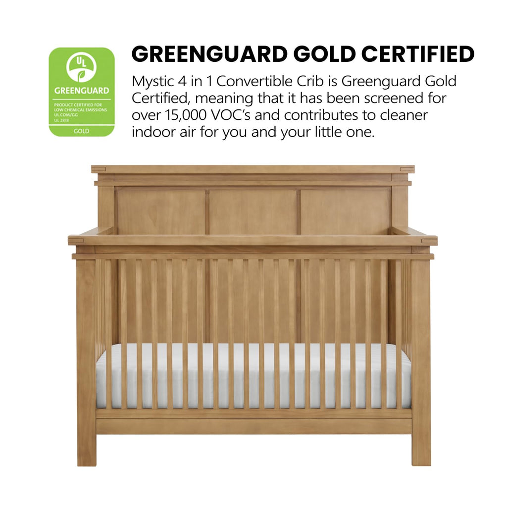 Mystic 4 in1 Crib Convertible, Honey Wood