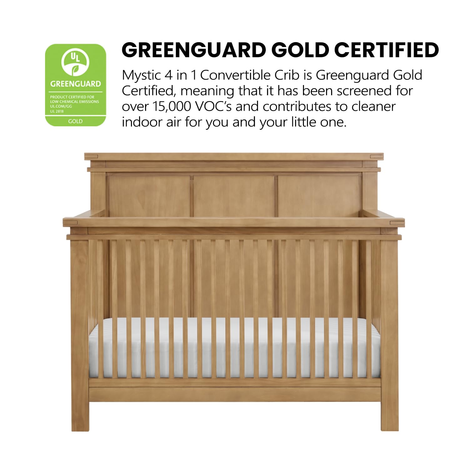 Mystic 4 in1 Crib Convertible, Honey Wood