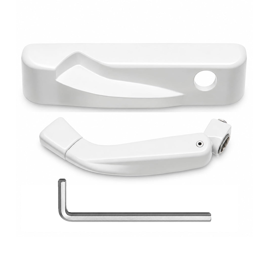 Folding Casement Window Crank Handle with Snap-On Cover – White – Compatible with Multiple Window Operators (Left)
