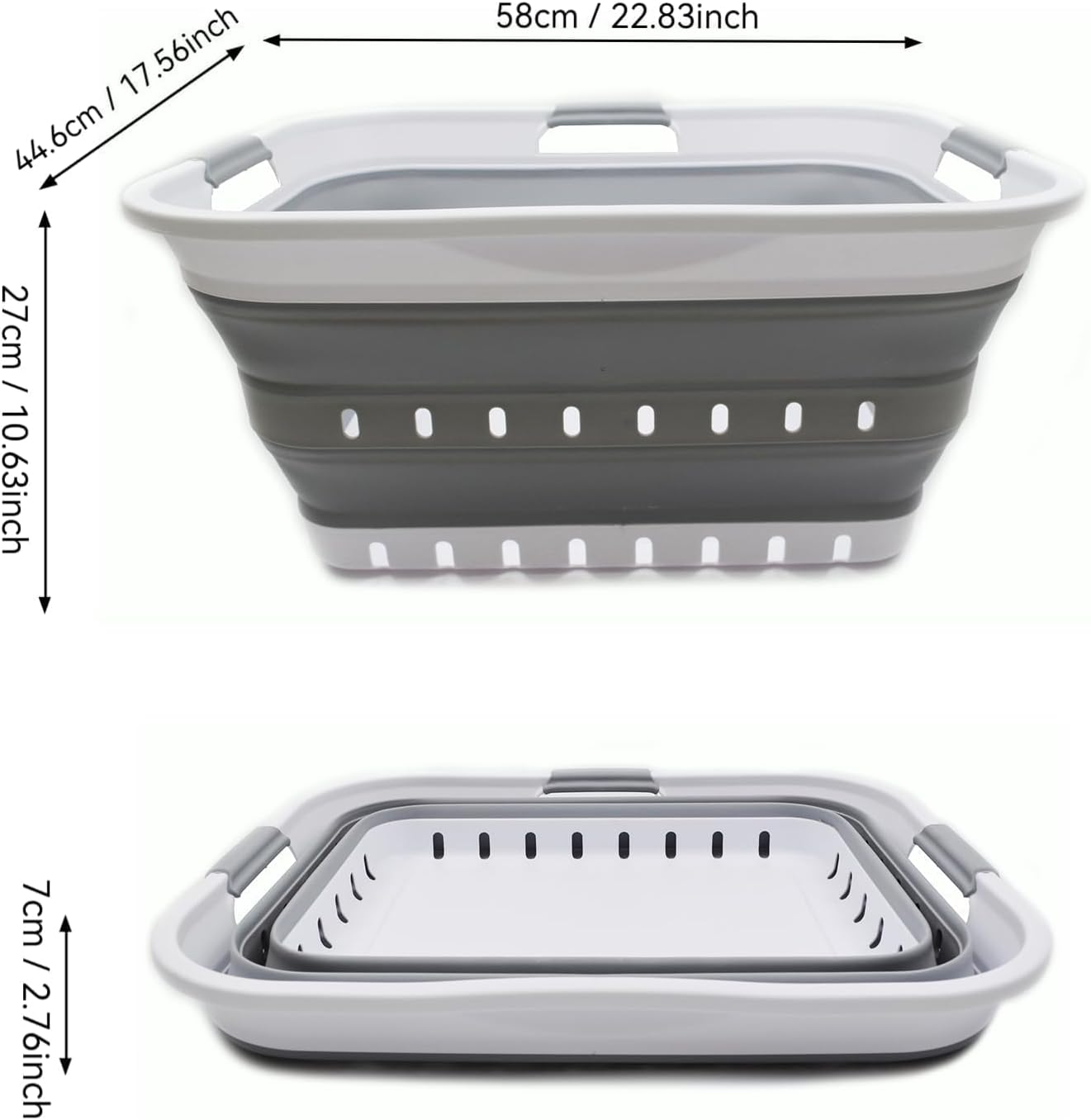 42L (11 gallon) Collapsible Plastic Laundry Basket - Foldable Pop Up Storage Container/Organizer - Space Saving