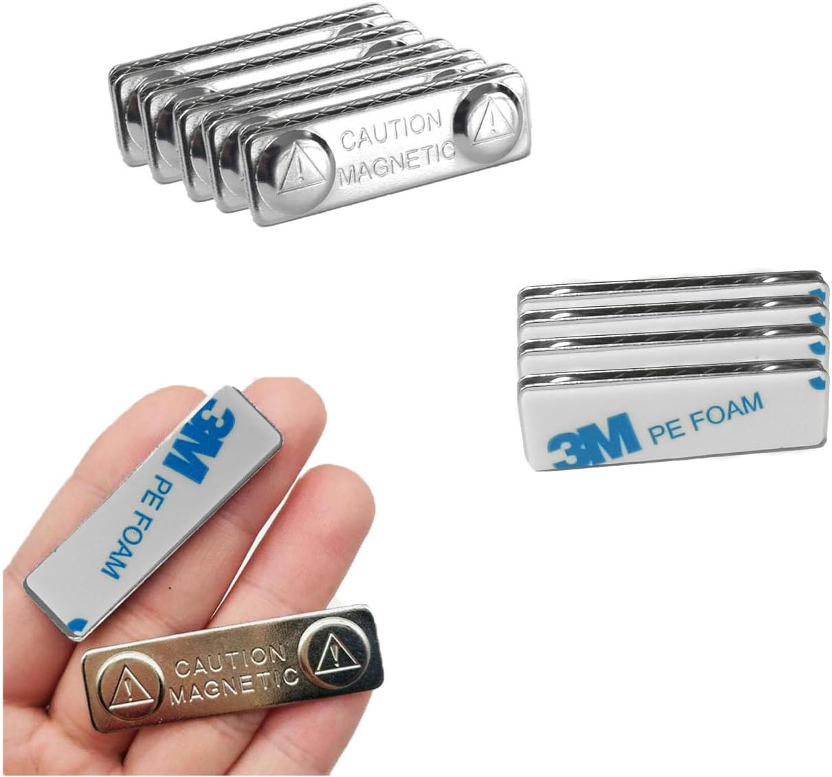 Upgraded Strong Name Tags/ID Badge Magnets, 10 Pack Magnetic Name Badge Holders with Steel Back Plate, Fastener with