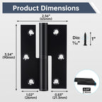 Black Lift Off Door Hinges 3.5IN for Exterior Interior,6 Pack,Right