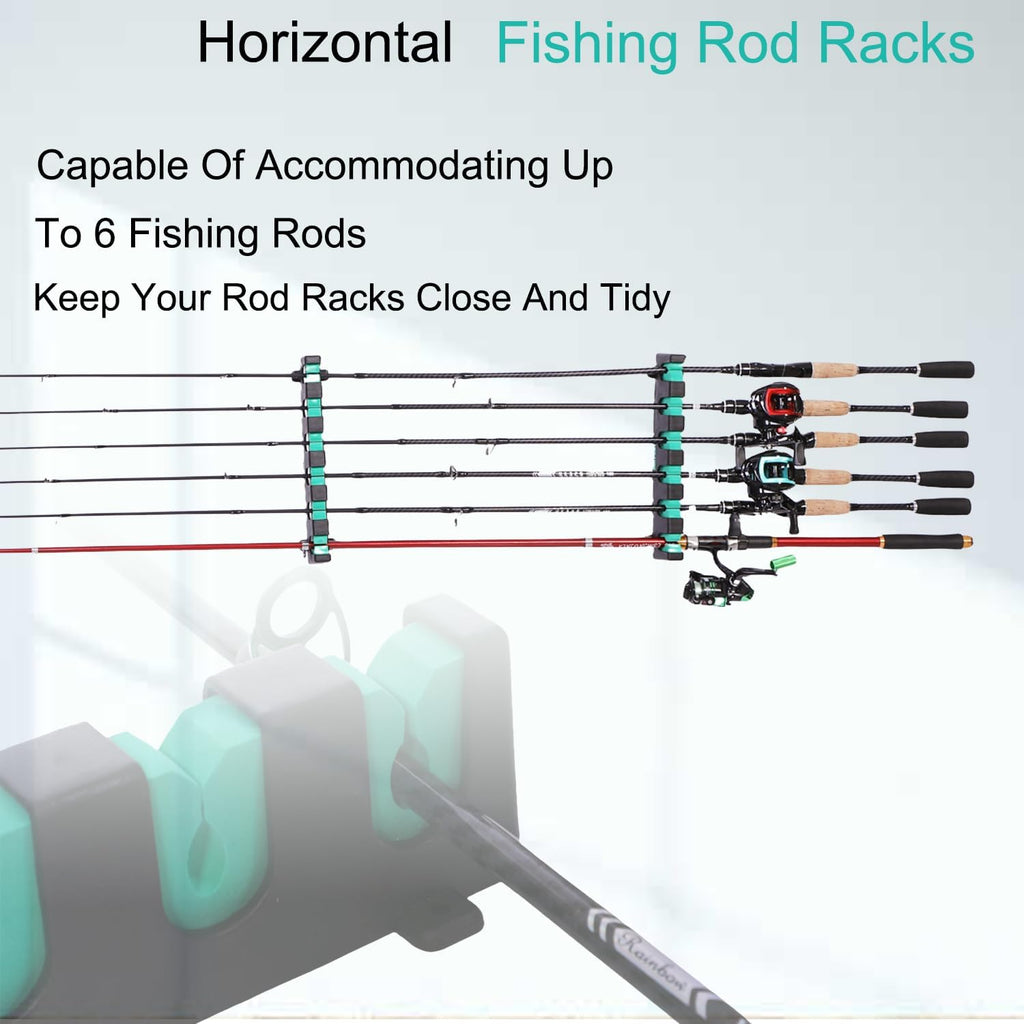 Fishing Rod Rack Holders Wall-Mounted Fishing Pole Holder & Rack, Fishing Pole Holders for Garage & Boat 6-Rod