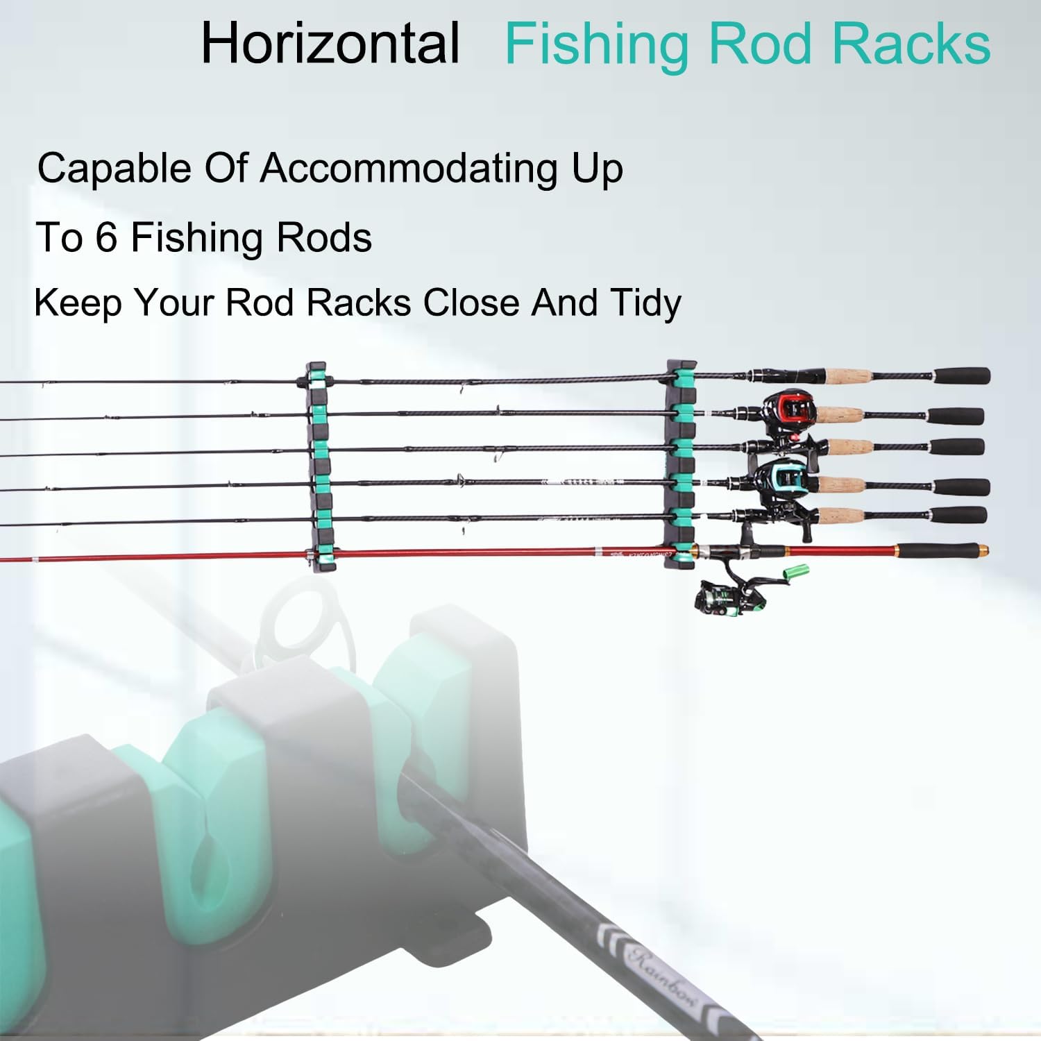 Fishing Rod Rack Holders Wall-Mounted Fishing Pole Holder & Rack, Fishing Pole Holders for Garage & Boat 6-Rod