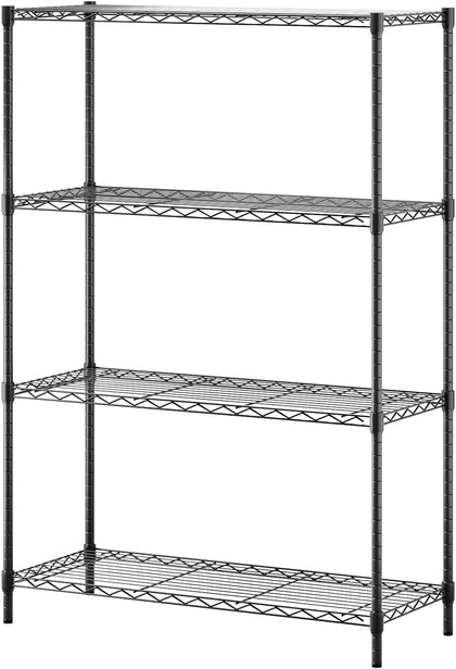 4-Tier Wire Storage Shelves | 36x14x54 | Black | with Adjustable Racks | Heavy-Duty Metal Shelf, Holds Upto 1000 lbs
