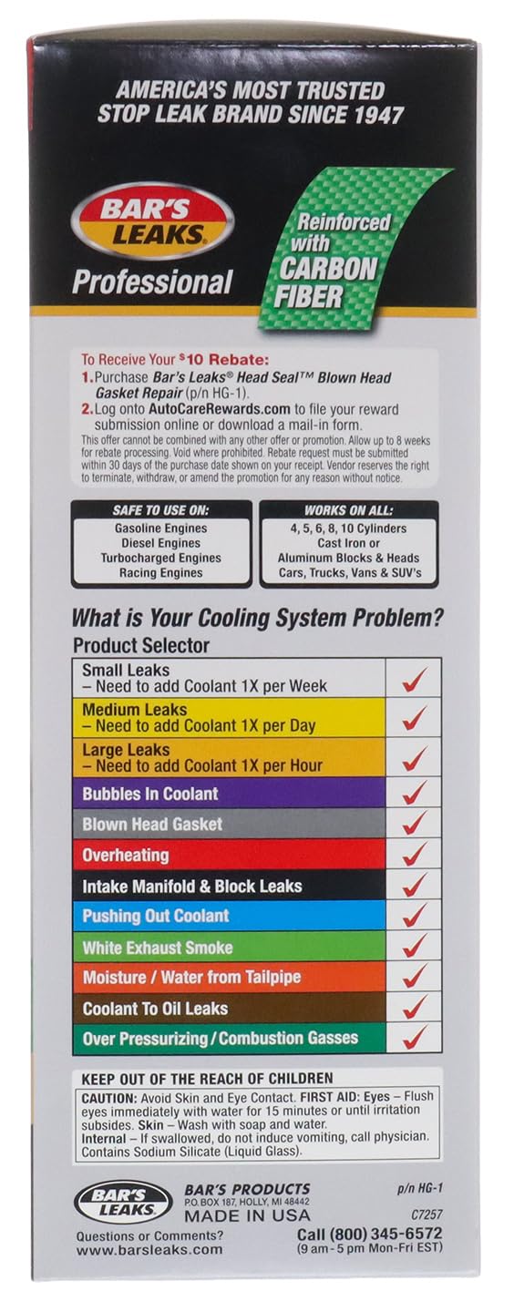 Bar's Leaks HG-1 HEAD SEAL Blown Head Gasket Repair