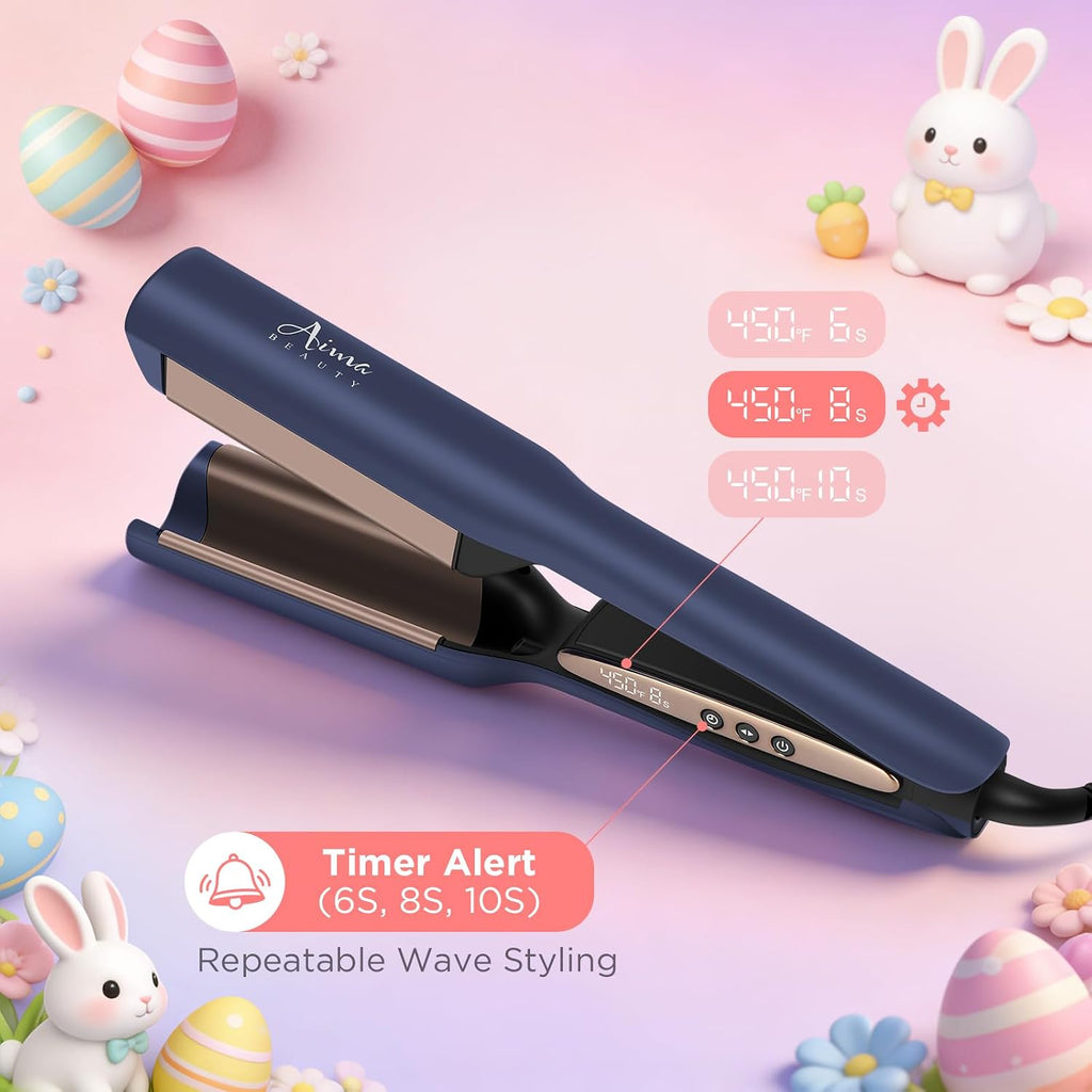 1 Inch Deep Wave Curling Iron Hair Crimper Waver Beach Waves | Memory Timer Hair Waver, Adjustable Temp Travel Dual