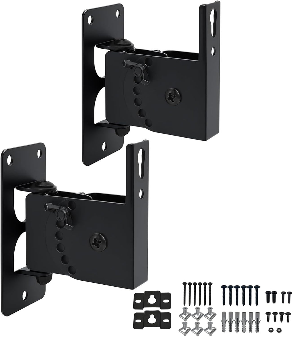 Speaker Wall Mount , Holds up to 30lbs，Swivel and Tilt, 2 Packs | All Metal Wall Speaker Mount for Small