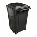 45 Gallon Outdoor Trash Can with Lid, Heavy-Duty Wheeled Garbage Bin with Easy-Grip Handle & Bottom Groove, Black