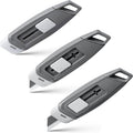 3-Pack Mini Ceramic Box Cutter, Retractable Utility Knife with Safety Lock & Keychain Hole, Magnetic Package Opener