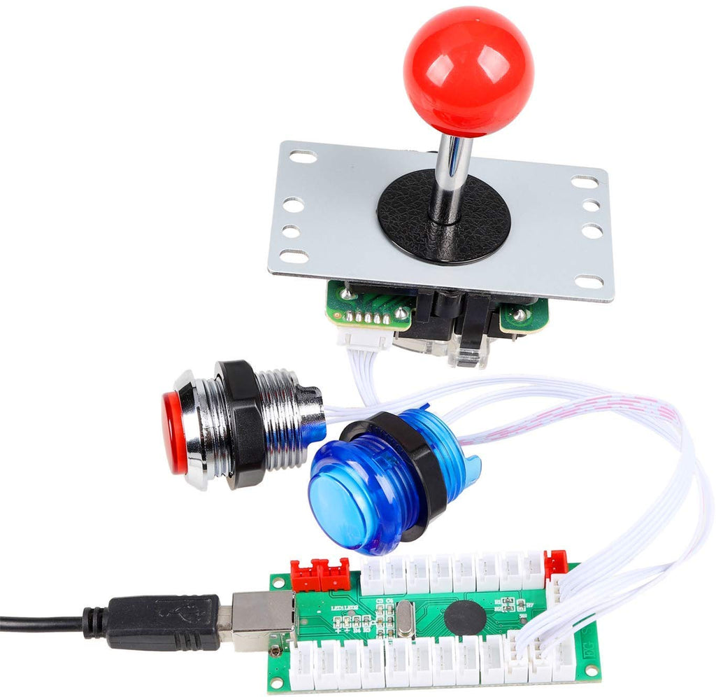 Arcade Buttons 1 Player DIY Kit Joystick 5V LED Arcade Button for Arcade Stick PC Games Mame Raspberry pi | Included