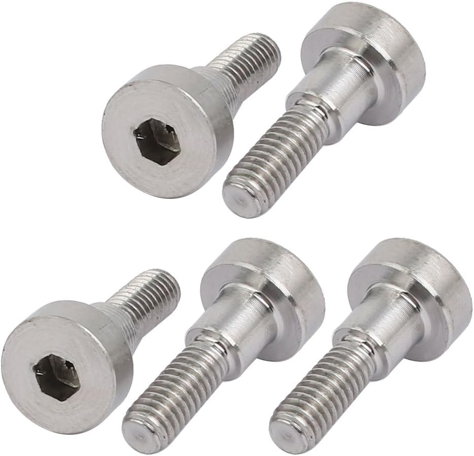 uxcell 5 Pcs 304 Stainless Steel Hex Socket Shoulder Bolt 5mm Shoulder Dia 5mm Shoulder Length M4 Thread