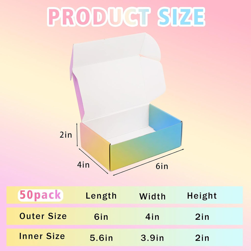 Shipping Boxes Small 6x4x2", 50 Pack Colorful Cardboard Mailer Boxes, Mailing Boxes for Packaging Small Business