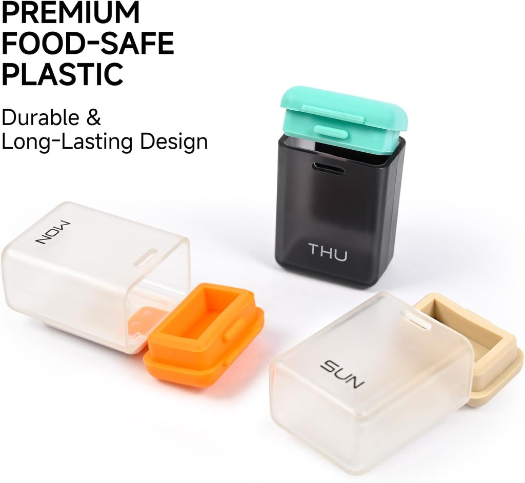 Pill Organizer 7 Day, Weekly Pill Box, Magnetic Pill Organizer for Fridge, 7 Compartments Portable Daily Pill Case