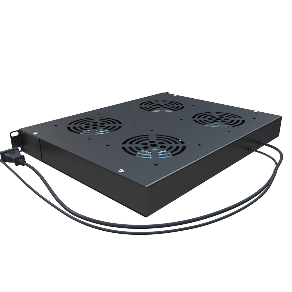 Rack Mount Fan - 4 Fans 1U 19" w/Adjustable Temperature & Digital Display