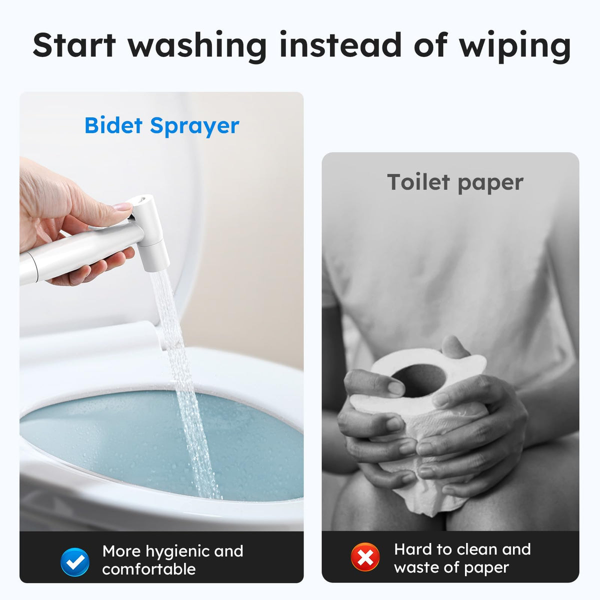 Arofa Handheld Bidet Sprayer, Bidet Attachment for Toilet, Bright White