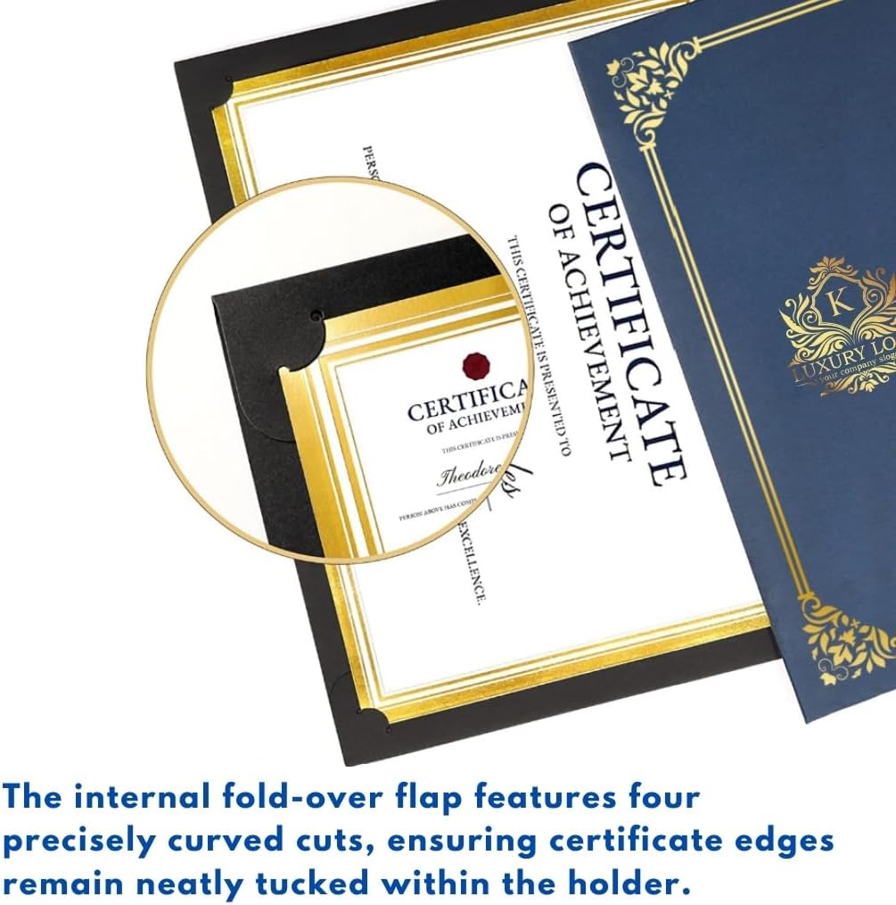 Custom Certificate Holders- Custom Gold Stamped Logo & Name- 50/100/200 Bulk Packs- Personalized Diploma Covers with