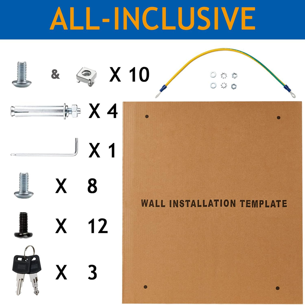 12U Wall Mount Server Cabinet Network Rack Enclosure Locking Glass Door