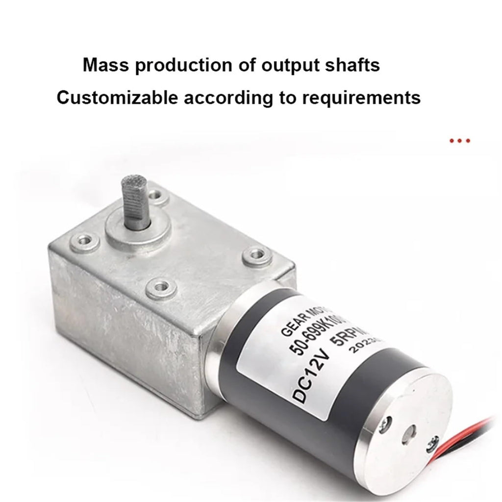 MAX 200KG Load 5882-50ZY 12V 24V 5-100rpm DC Worm Gearbox Reduction Motor Single/Dual Shaft High Torque Low Speed Gear Motor(Single Axis,50rpm,12V)