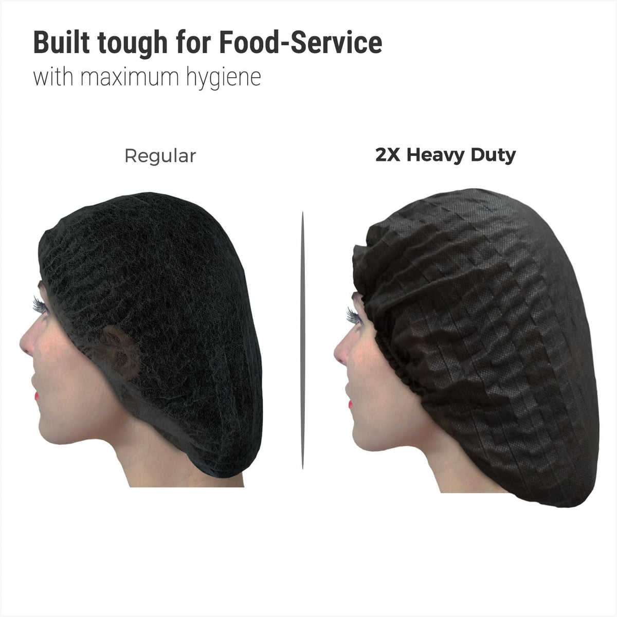 [100 Count] 2X Heavy Duty 21" Black Hair Nets For Food Service Workers.