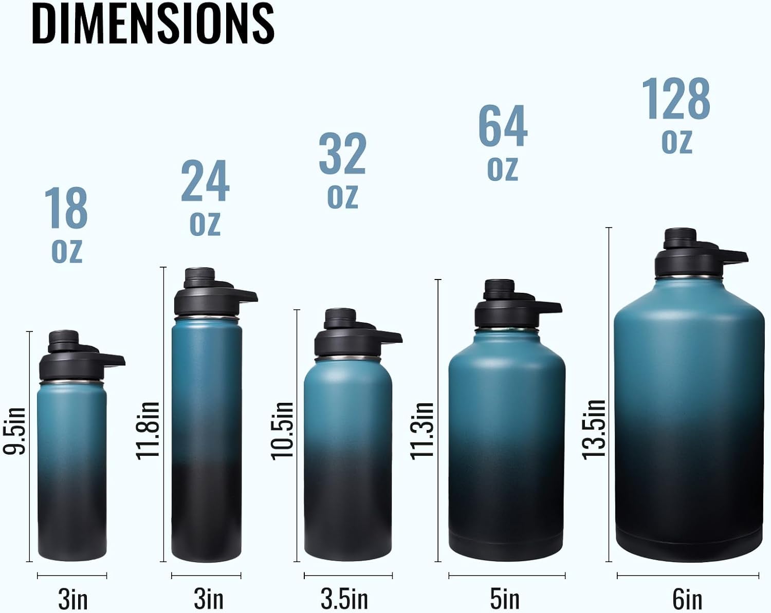 Insulated Water Bottle with Handle, 304 Stainless Steel Water Bottles with Wide Mouth, Double Wall Vacuum Sports