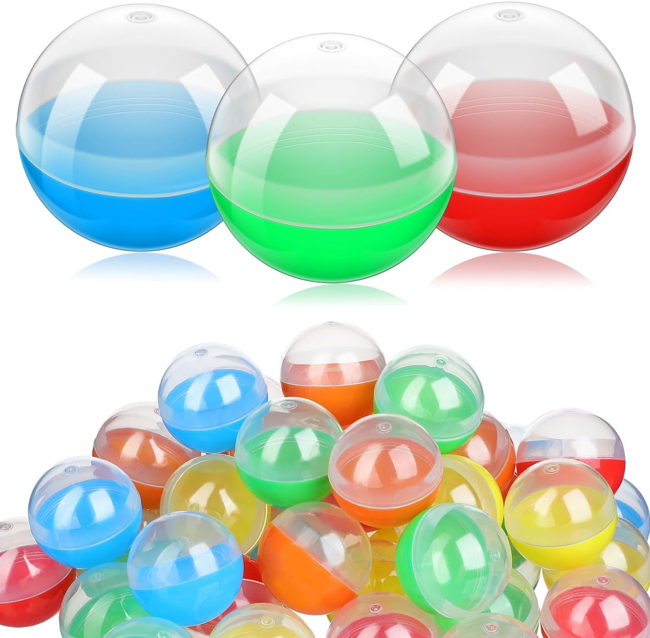 Vending Machine Capsules Balls, 1.5Inch Empty Gumball Machine Plastic Capsules Refillable Craft Balls Party Prize