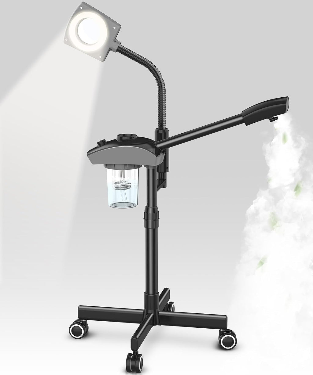 Professional Ionic Facial Steamer, 2-in-1 Face Steamer for Facial with 5X Magnifying Foldable Arm, Mist Face Steamer