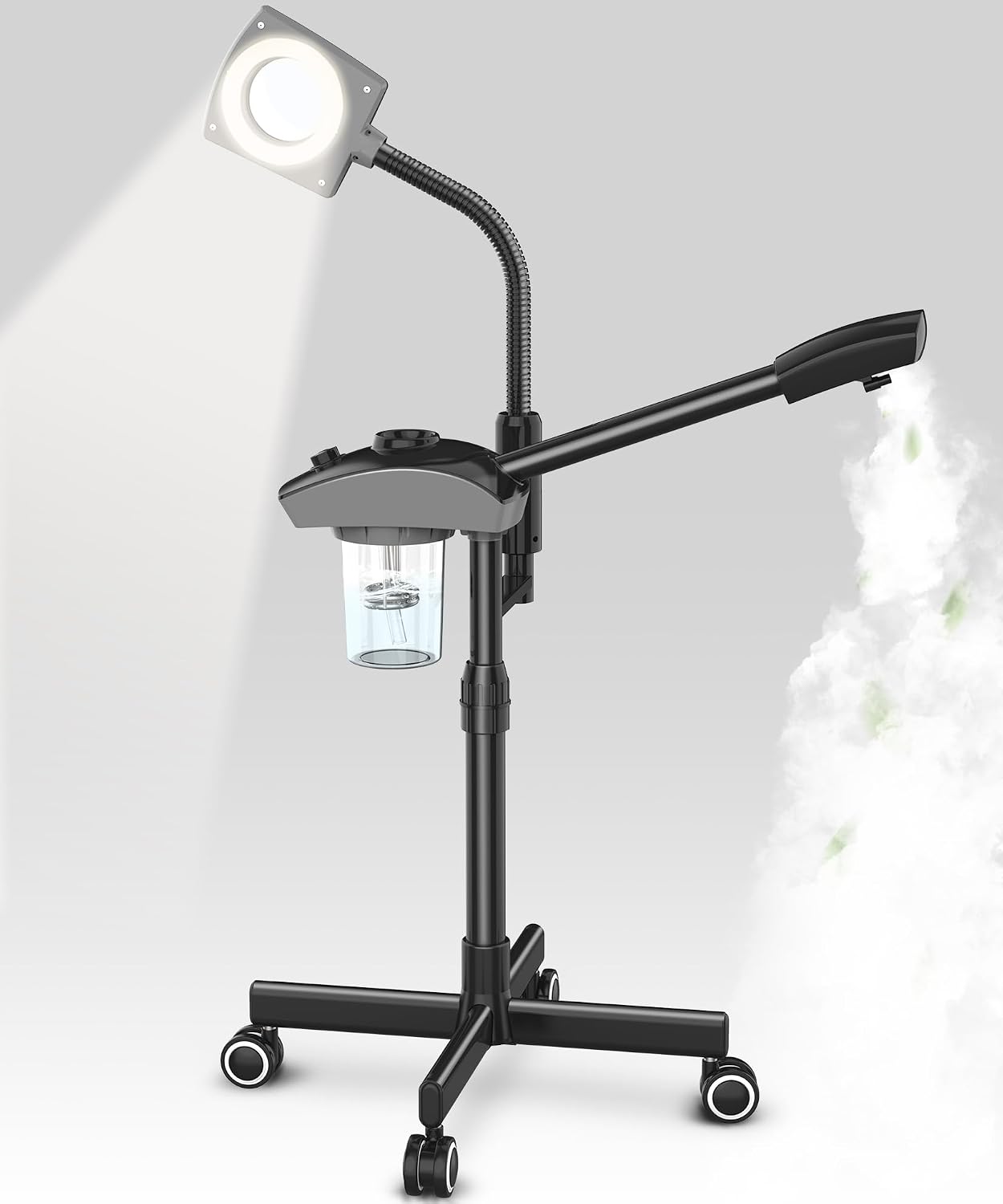 Professional Ionic Facial Steamer, 2-in-1 Face Steamer for Facial with 5X Magnifying Foldable Arm, Mist Face Steamer