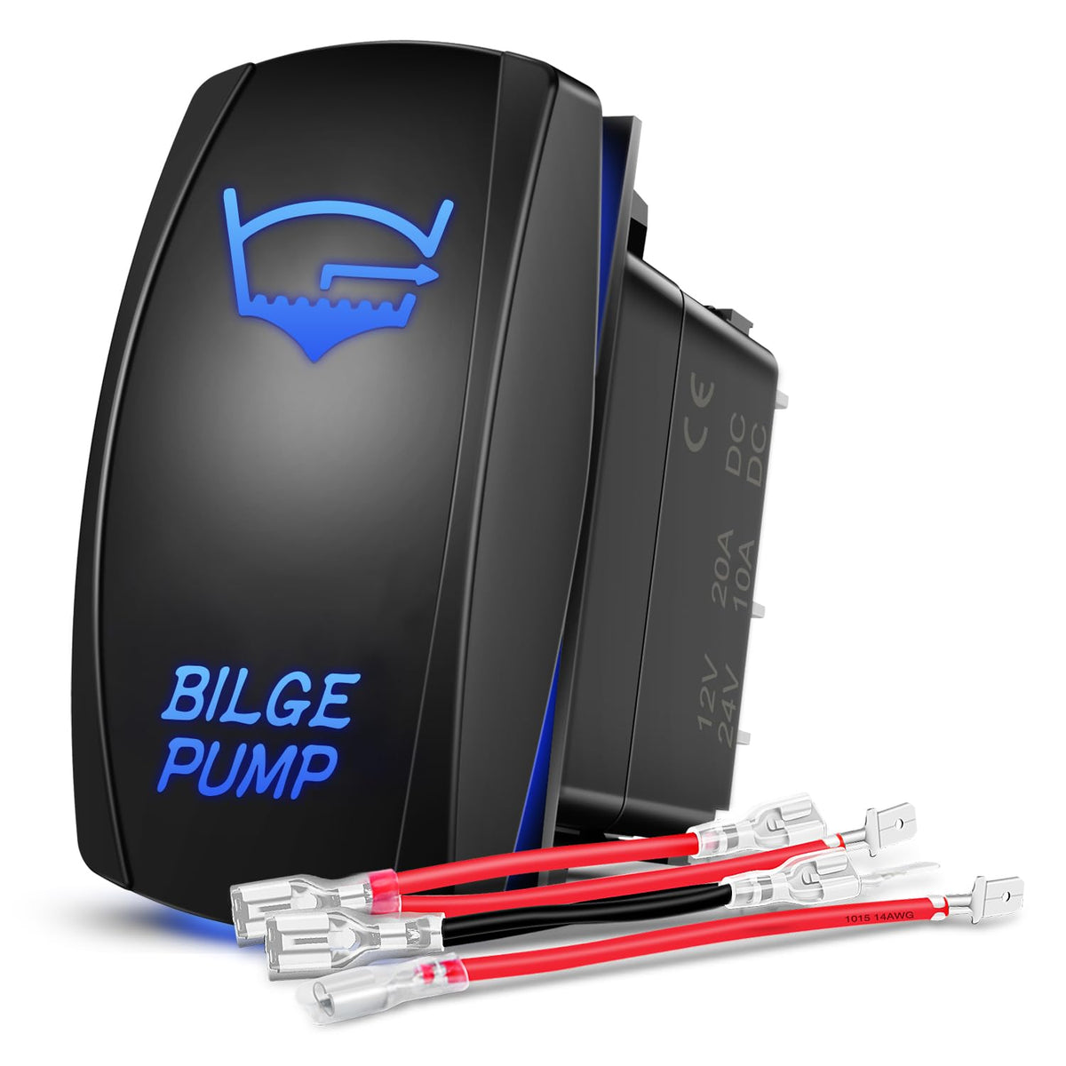 Nilight Bilge Pump Rocker Switch with Jumper Wires Set 5 Pin Laser Blue