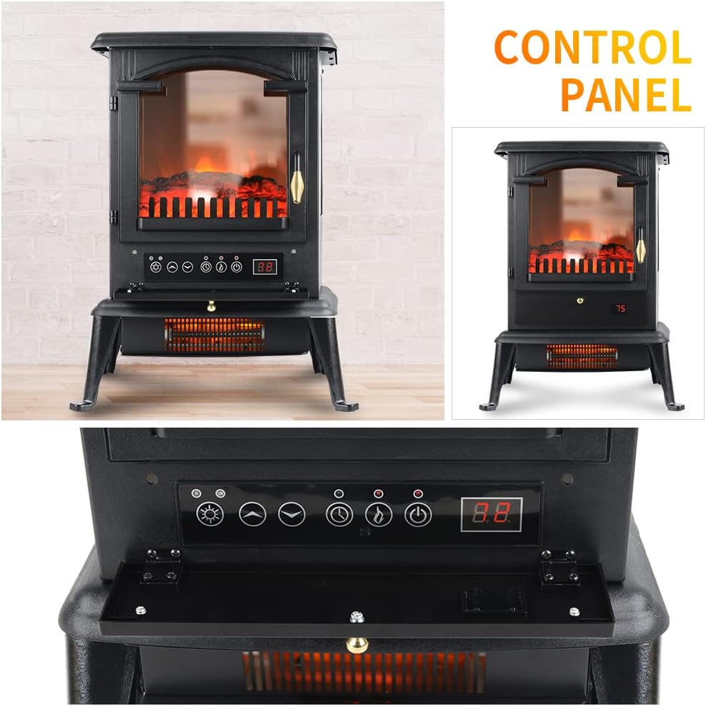 Freestanding Portable Electric Fireplace Heater Stove w/Remote Control