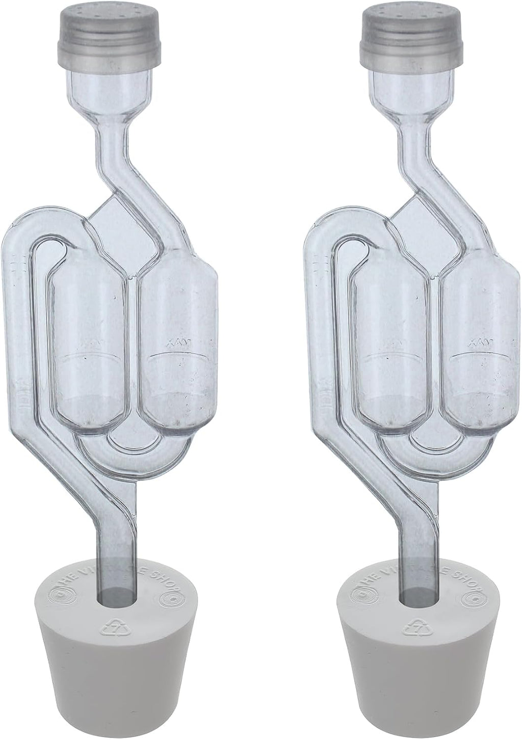 Twin Bubble Airlock with 6.5 Rubber Stopper (Set of 2)