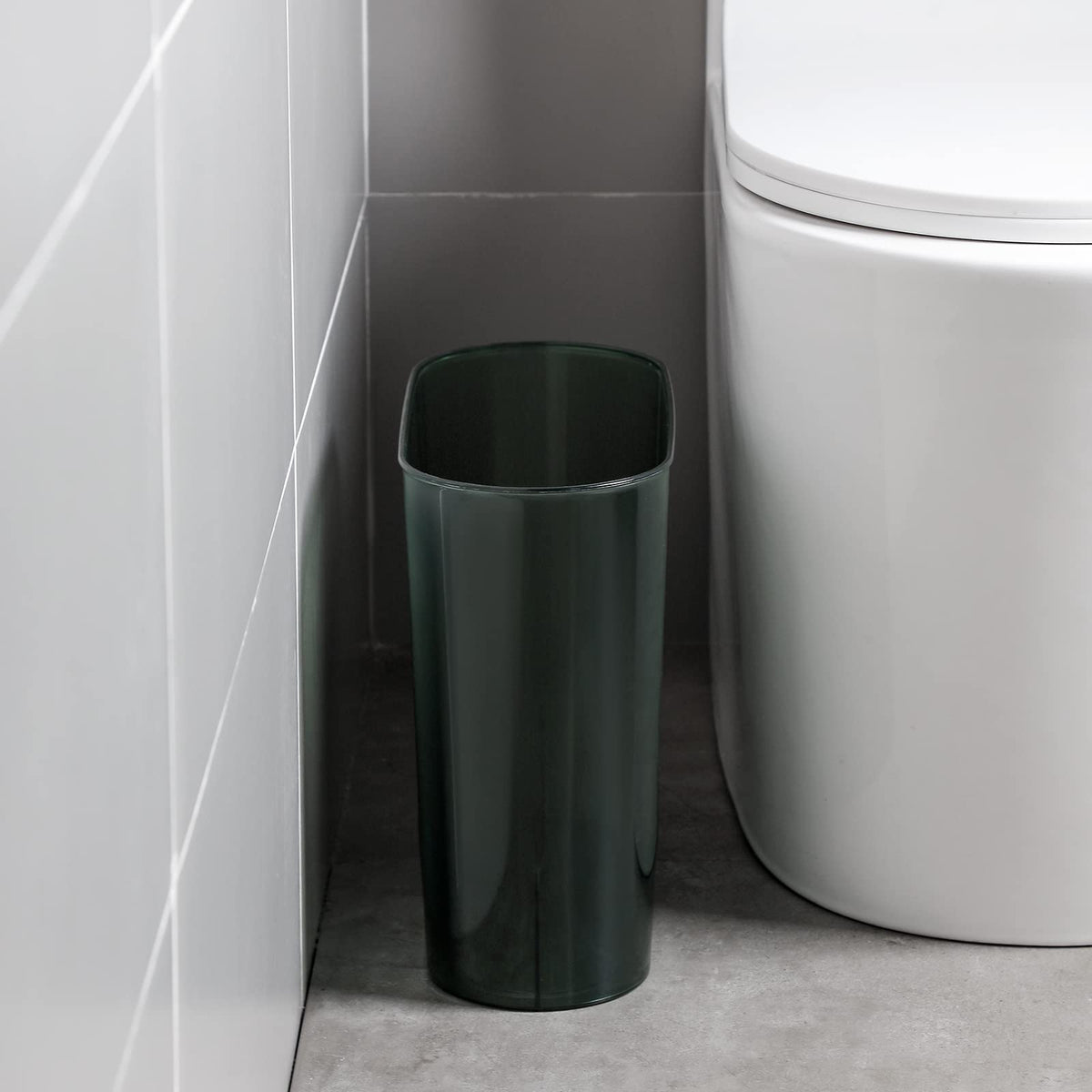 Small Trash Can Slim Garbage Can 3 Gallon Waste Basket, Clear and Green