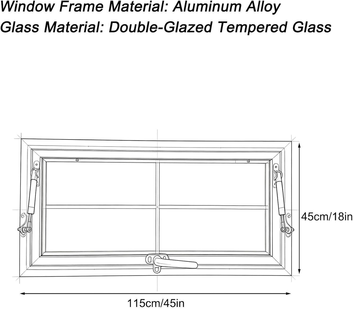 Aluminum Basement Hopper Window with Tempered Glass, Shed Windows