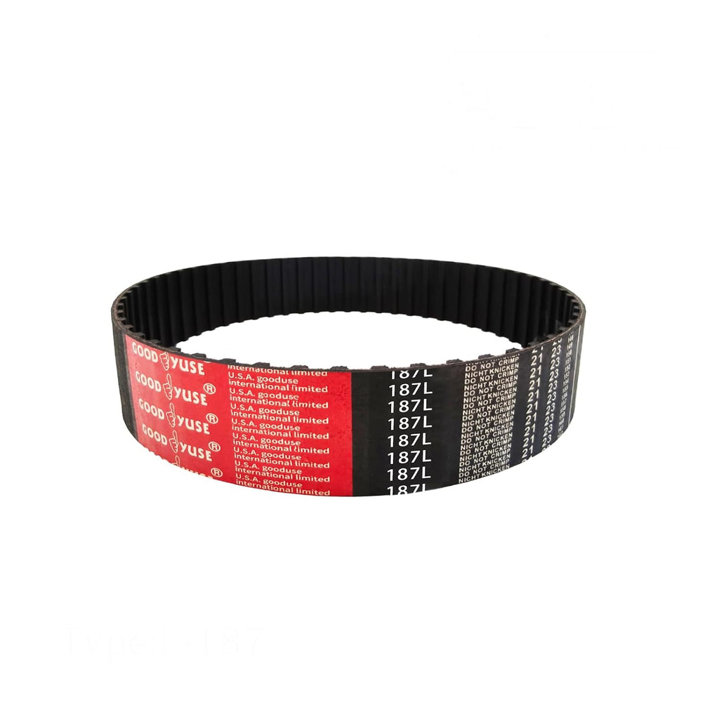 187-L-100 L Timing Belt, 18.7" Pitch Length x 1" Width x 0.14" Height, 50 Teeth Closed Loop Rubber Timing Belt