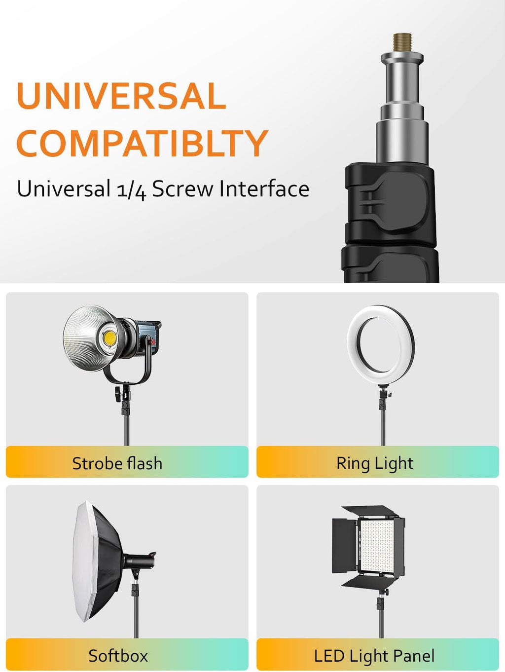 1.7M Complete Camera Tripod for Smartphones Camera Gimbal Stabilizers w/ 0.44m ~1.7m Aluminum Alloy Lighting Stand(T20)