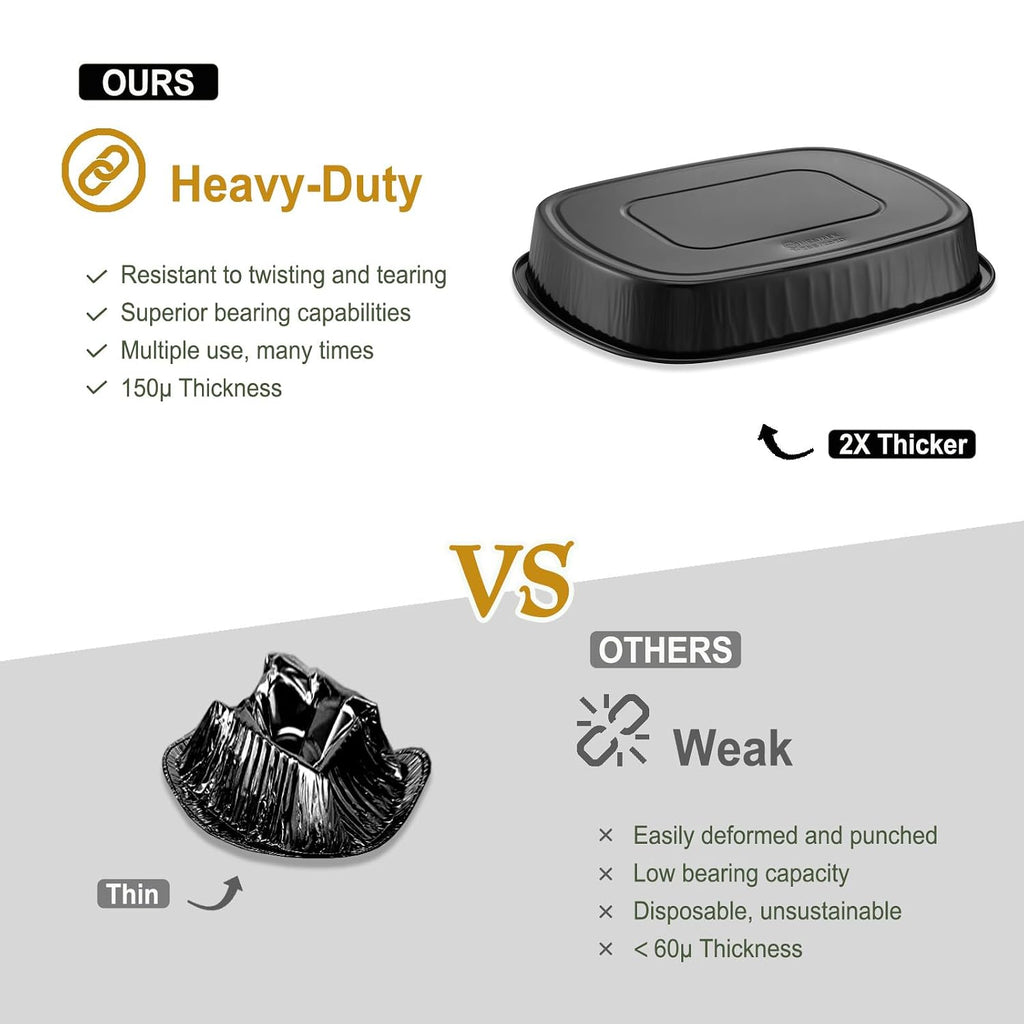 68oz Oval Aluminum Foil Catering Trays with Lids, 5 Pack