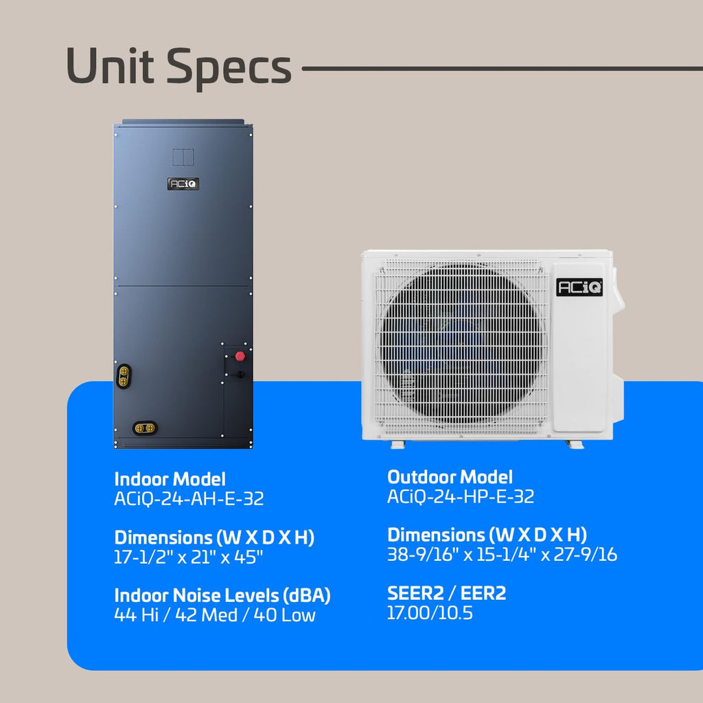 Essentials 2 Ton 17 SEER2 Central AC Heat Pump System, 10kW, Thermo