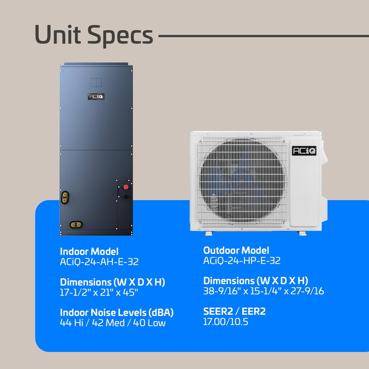 Essentials 2 Ton 17 SEER2 Central AC Heat Pump System, 10kW, Thermo