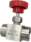 Red handle needle valve 1/2"" 1500PSI NPT Stainless steel For water oil gas