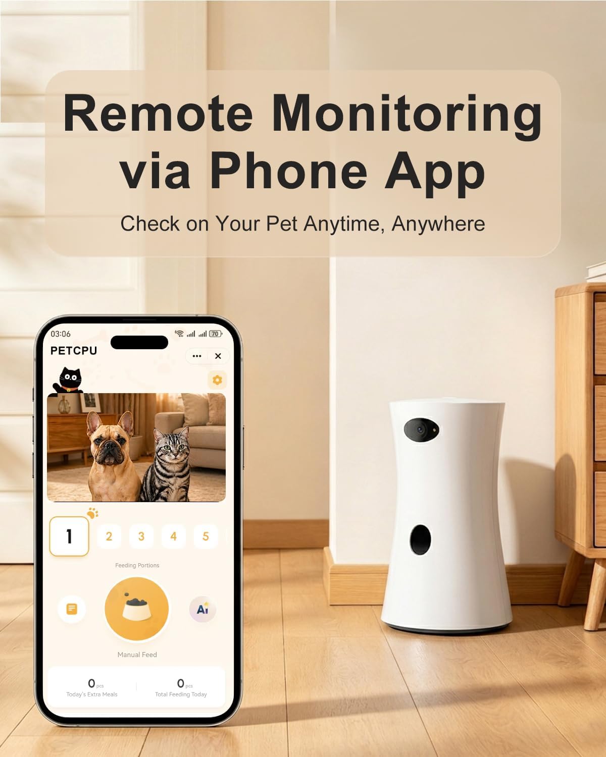 Pet Camera Treat Dispenser, 360° Pet Dog Security Cameras with Phone App, WiFi 5G/2.4G, Two Way Audio, Night Vision