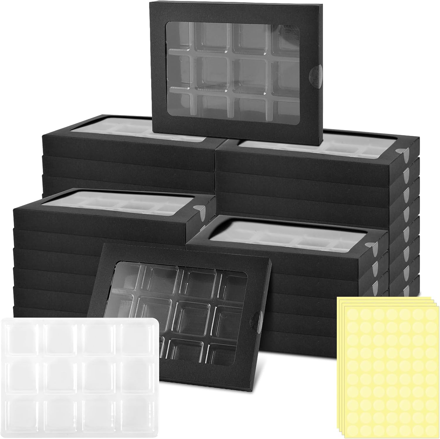 50 Pcs Gift Boxes for Wax Melts Plastic Mold With Box Wax Melt Boxes Crystal Clear Wax Melt Molds Wax Melts