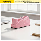 Compact Cute Office Desktop Tape Dispenser for Standard 3/4" Rolls, Pink