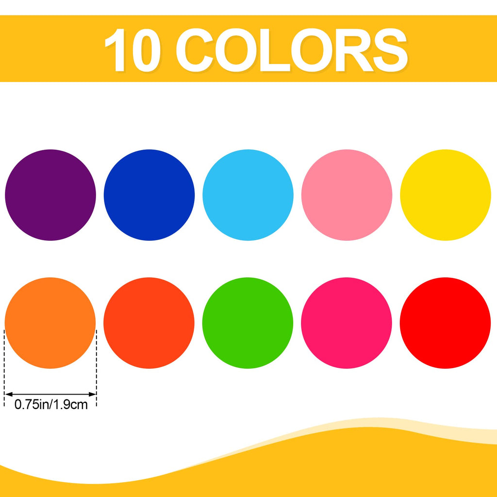 7000 Piece Dot Stickers - 3/4 inch Color Coding Circle Labels, 10 Color Circle Stickers for Office, Classroom, Students