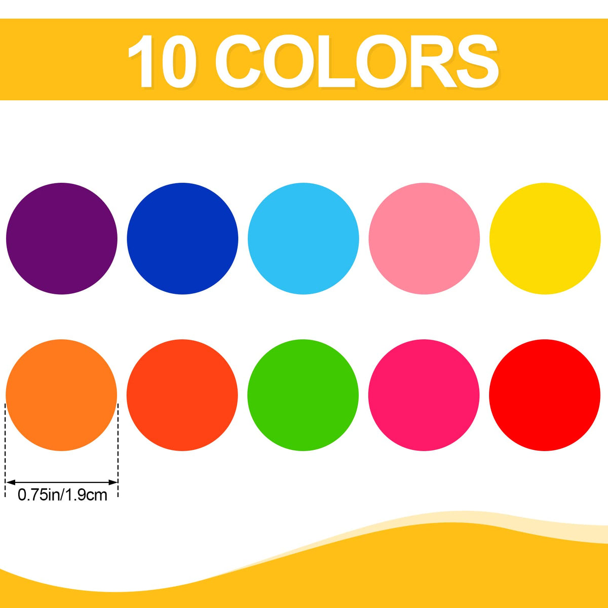 7000 Piece Dot Stickers - 3/4 inch Color Coding Circle Labels, 10 Color Circle Stickers for Office, Classroom, Students