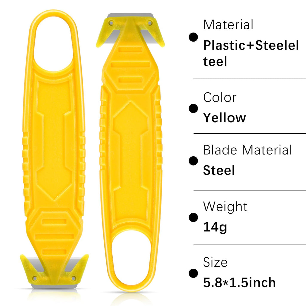 50 Pcs Safety Box Cutter with Concealed Blade Opener, Yellow