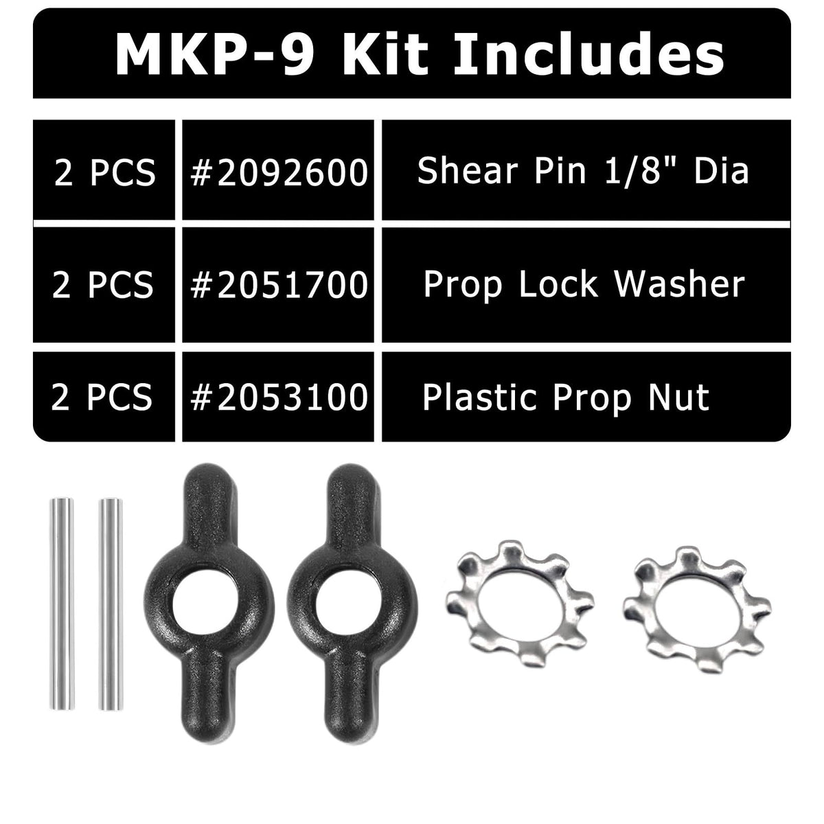 Auaurly 2 Pack 1865010 Prop Nut 3/8" MKP-9 Kit A,Fits 12 V and 24 V Minn Kota Trolling Motors