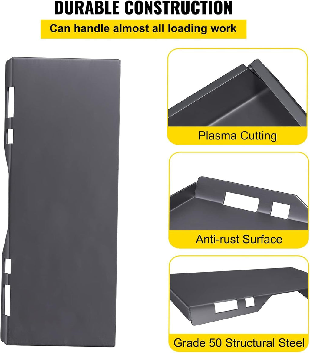 1/4" Skid Steer Attachment Plate Steel Skid Steer Mount Plate Quick Attachment Loader Plate Easy to Weld or Bolt to